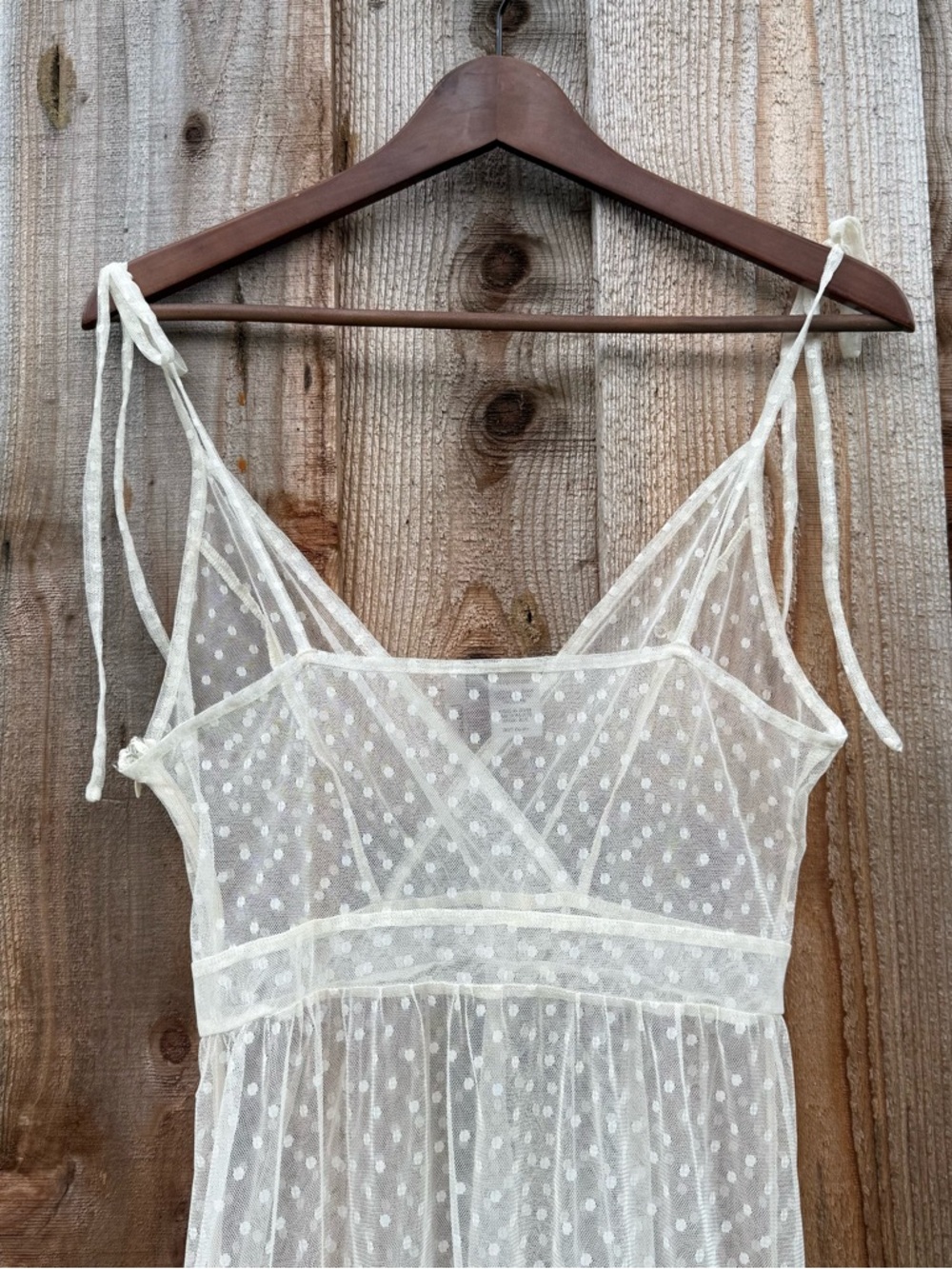 Ivory Cream Swiss Dot Sheer Maxi Slip Dress 🌿 - Picture 7 of 11